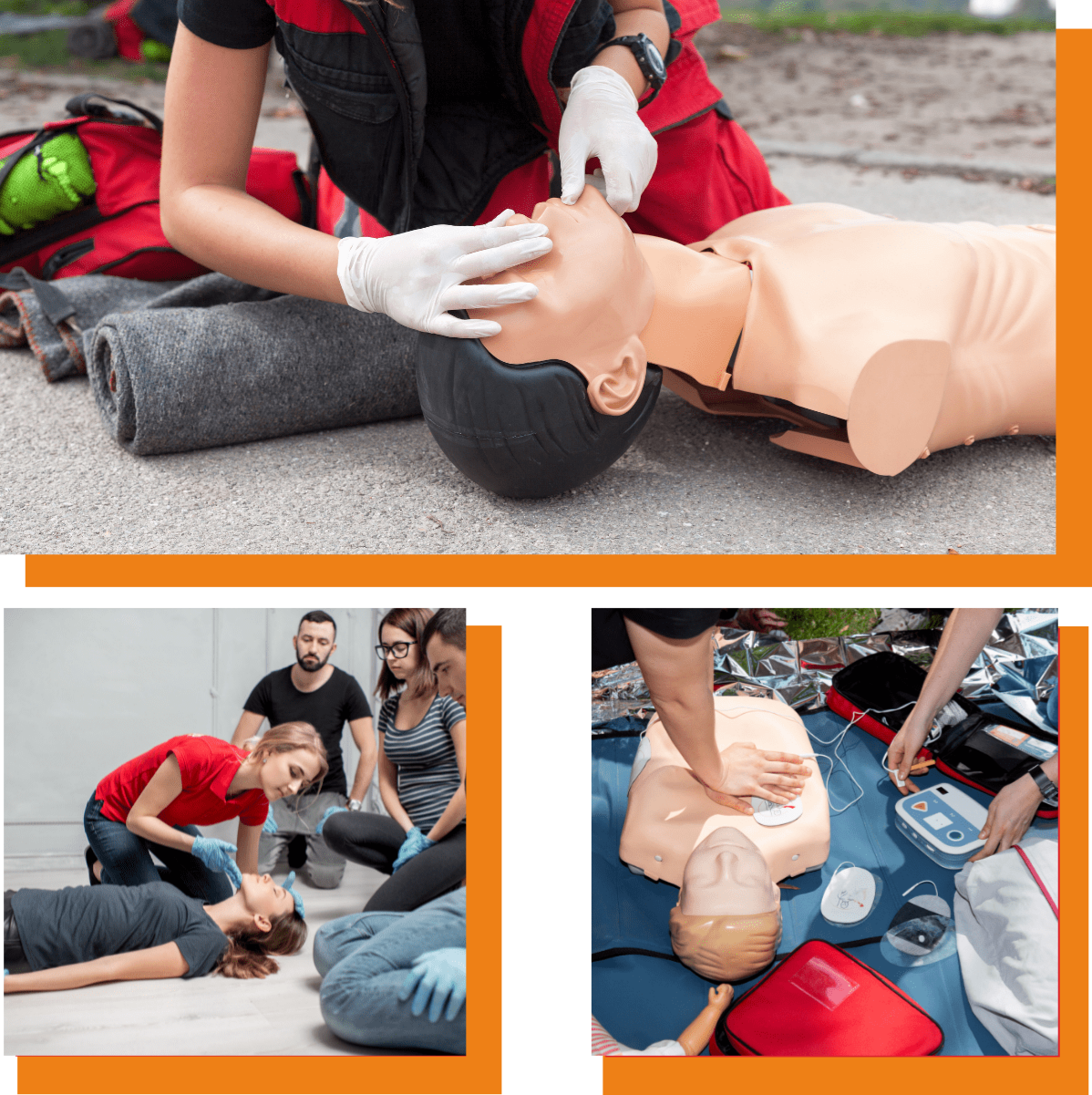 3 Photos Secouriste international fournissant les premiers secours à une personne inconsciente